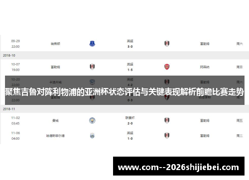 聚焦吉鲁对阵利物浦的亚洲杯状态评估与关键表现解析前瞻比赛走势